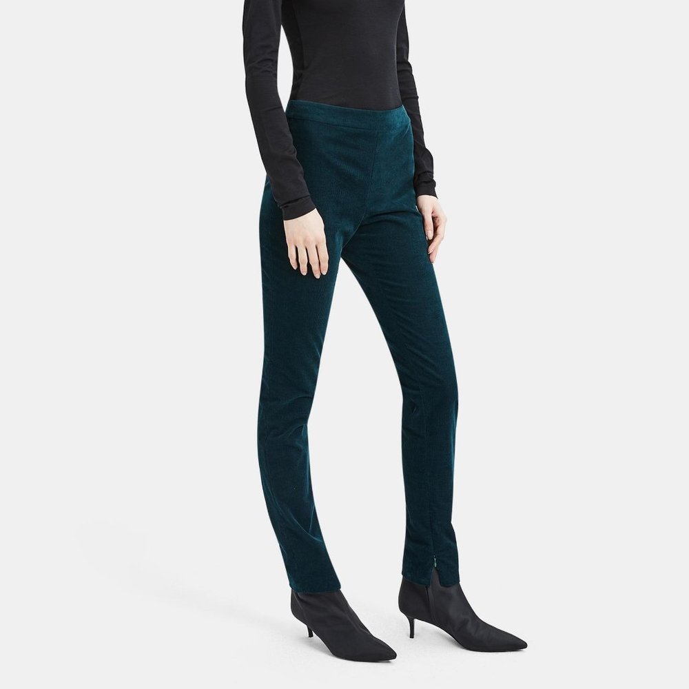 THEORY Corduroy High-Waisted Legging Green